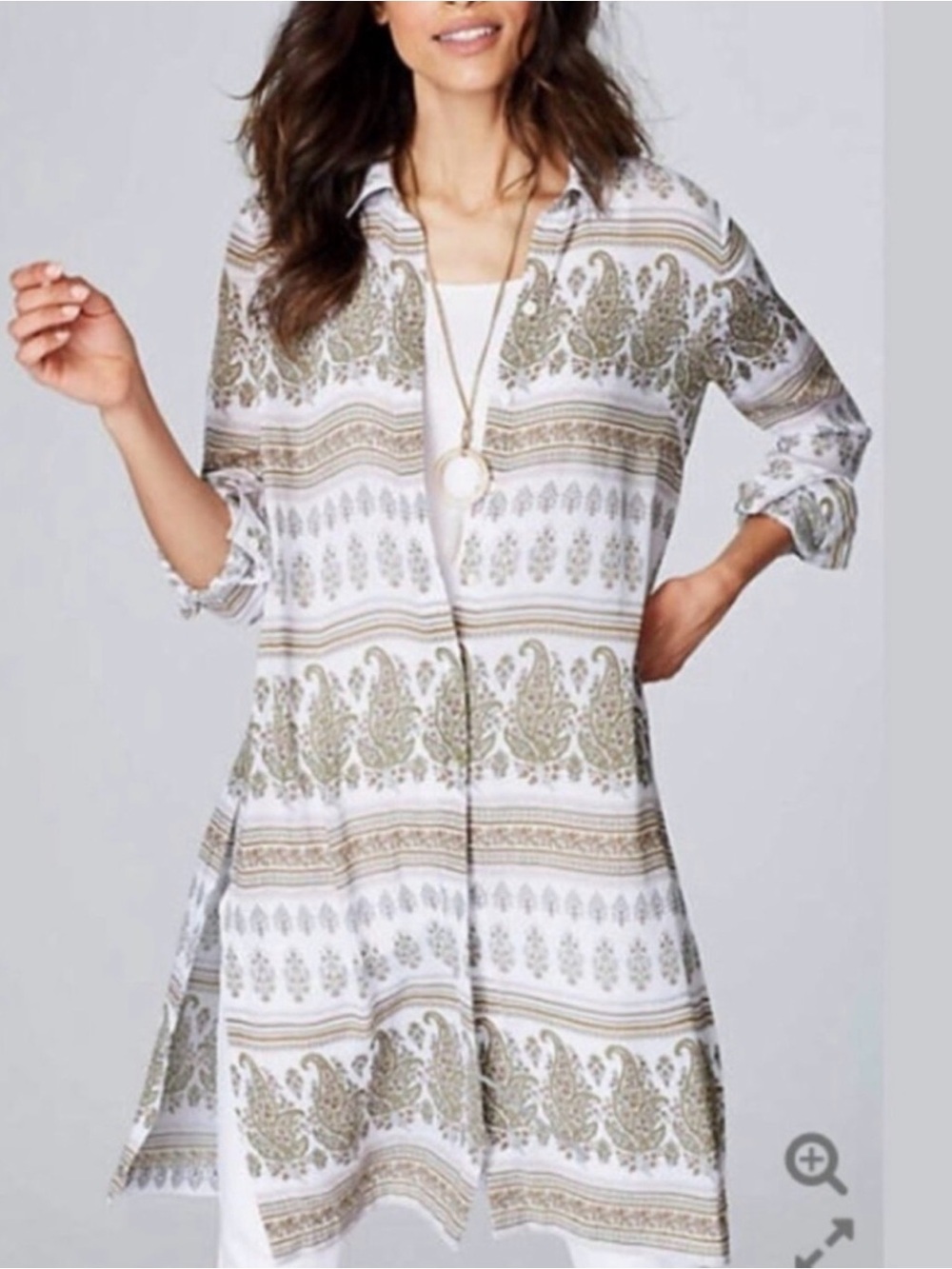 J. JILL Long Sand Dune Paisley Print Tunic Dress Size Large